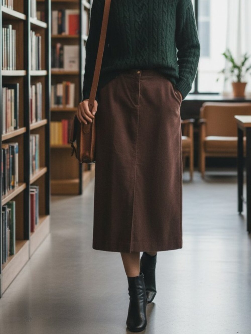 Lauren Ralph Lauren Corduroy Midi Skirt Brown Cottagecore Old Money NWT 12P